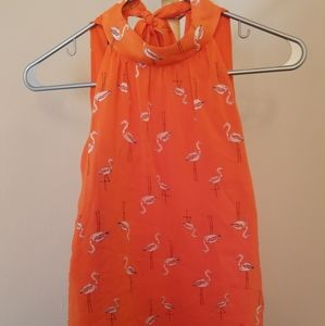 BCX Halter Orange Flamingo Print